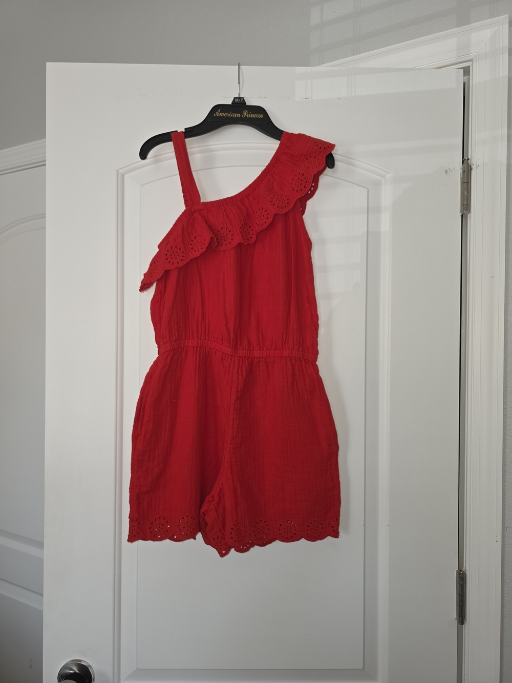 Cat & Jack Red One-Shoulder Eyelet Romper